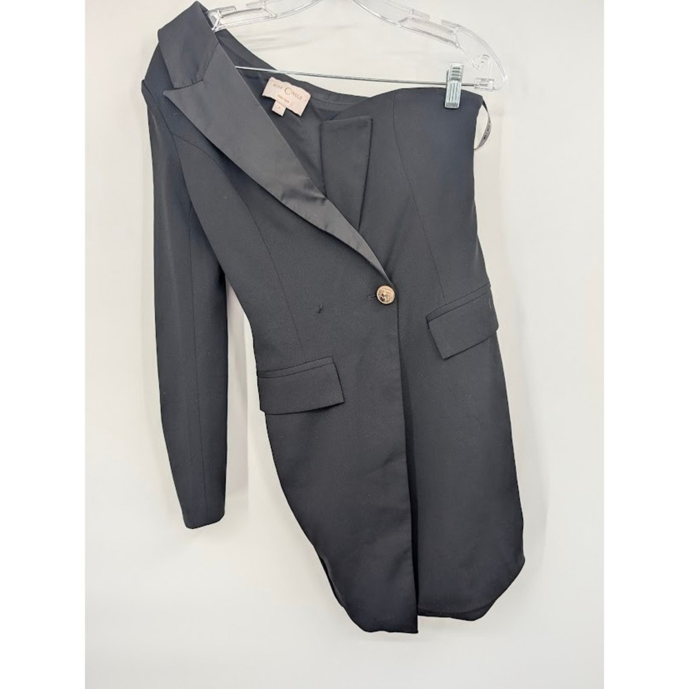 Miss Circle Keep One‎ Up Black Stretch Crepe Tuxedo Blazer Dress Women's sz S